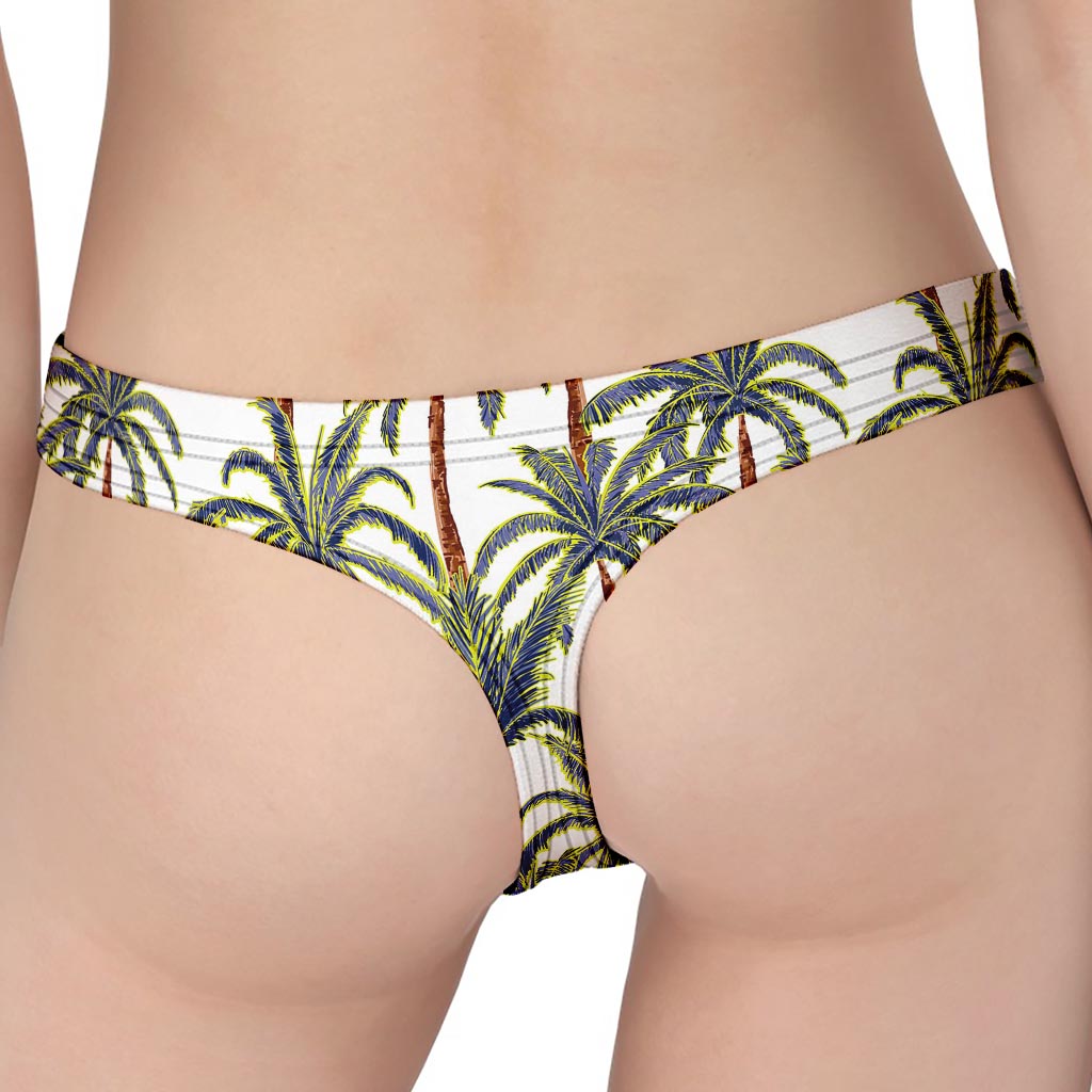 Vintage Palm Tree Beach Pattern Print Women's Thong