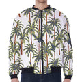 Vintage Palm Tree Beach Pattern Print Zip Sleeve Bomber Jacket