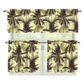 Vintage Palm Tree Pattern Print 3 Piece Kitchen Curtains
