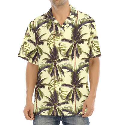Vintage Palm Tree Pattern Print Aloha Shirt
