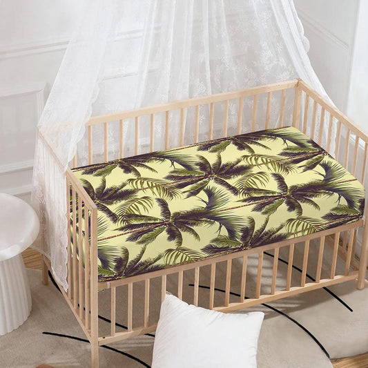 Vintage Palm Tree Pattern Print Baby Crib Sheet