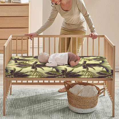 Vintage Palm Tree Pattern Print Baby Crib Sheet