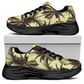 Vintage Palm Tree Pattern Print Black Chunky Shoes