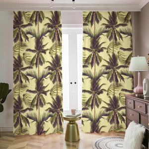 Vintage Palm Tree Pattern Print Blackout Pencil Pleat Curtains