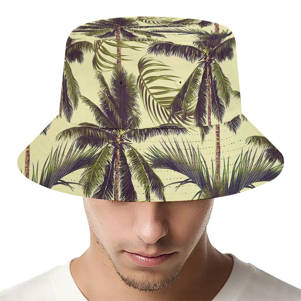 Vintage Palm Tree Pattern Print Bucket Hat