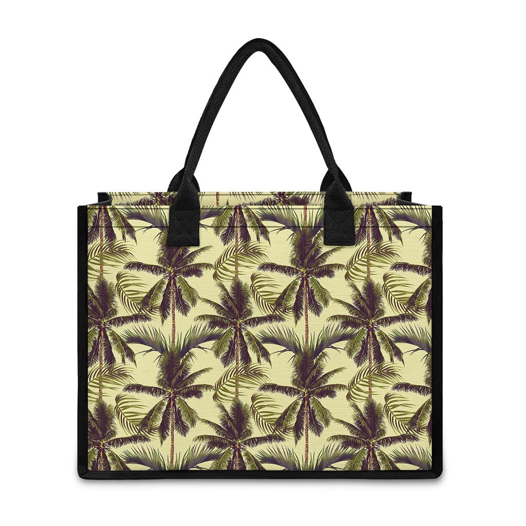 Vintage Palm Tree Pattern Print Canvas Tote Bag