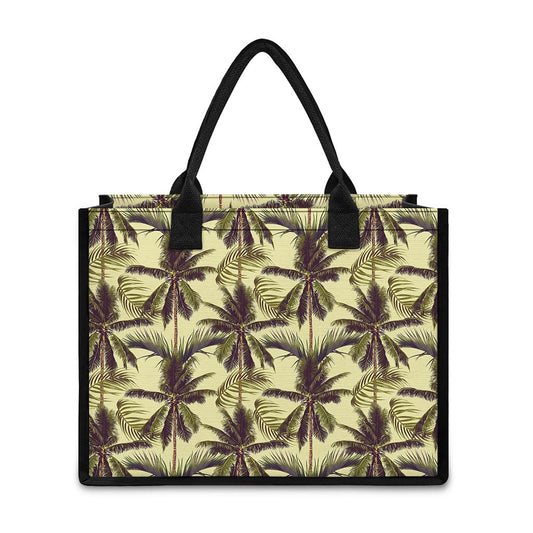 Vintage Palm Tree Pattern Print Canvas Tote Bag
