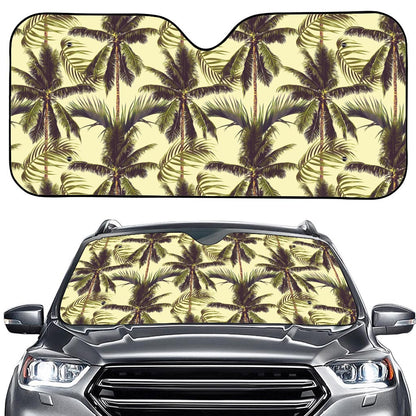 Vintage Palm Tree Pattern Print Car Windshield Sun Shade