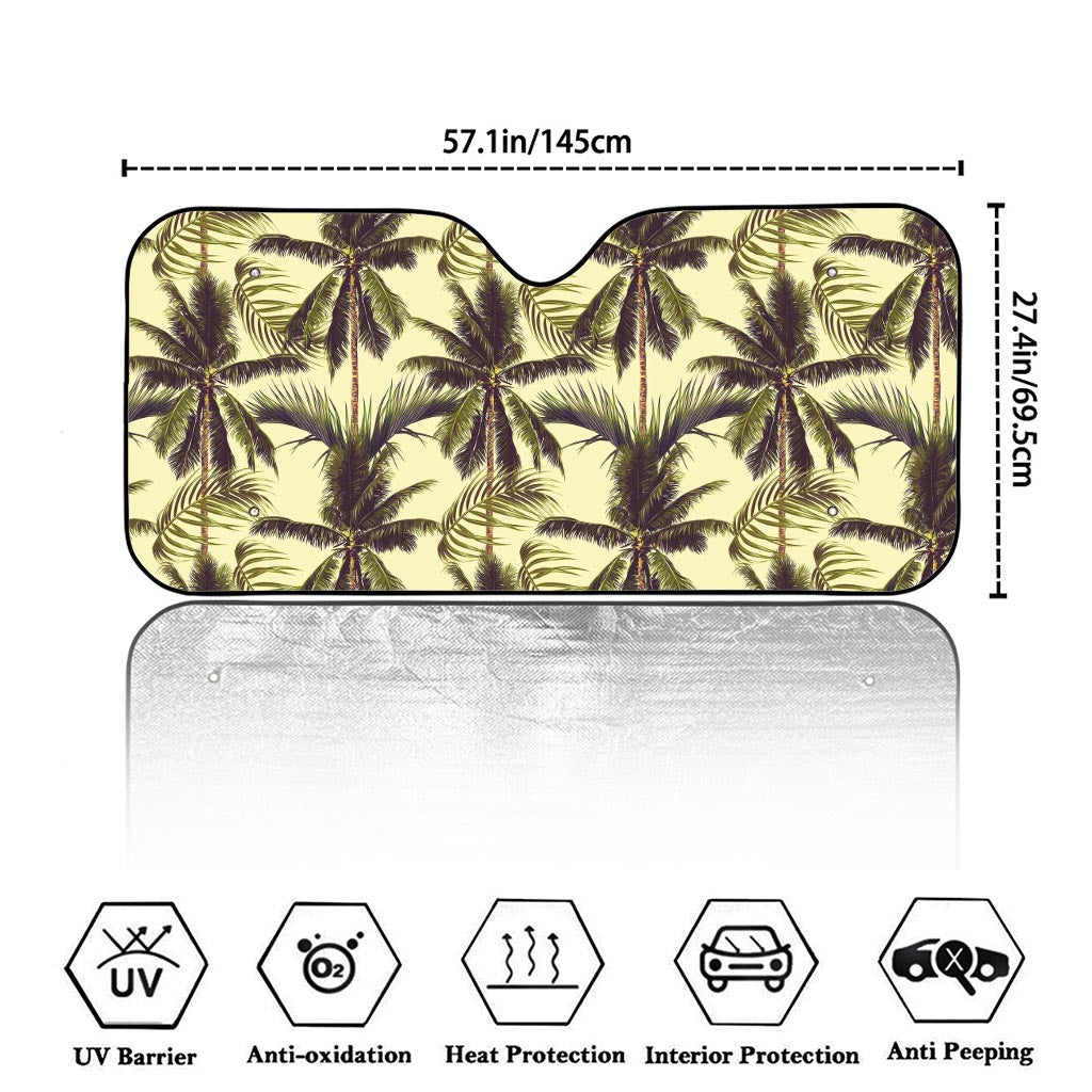 Vintage Palm Tree Pattern Print Car Windshield Sun Shade