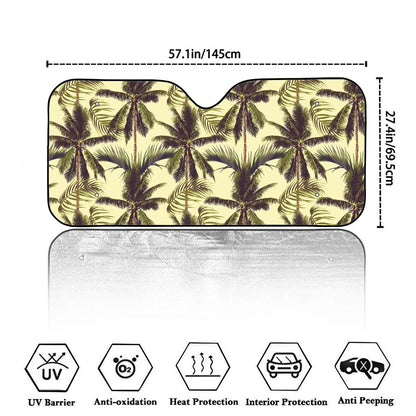 Vintage Palm Tree Pattern Print Car Windshield Sun Shade