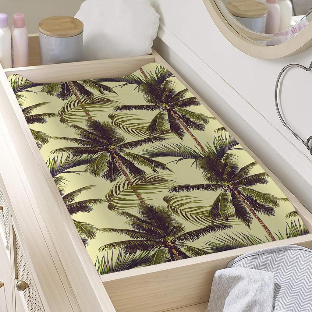 Vintage Palm Tree Pattern Print Changing Pad Cover