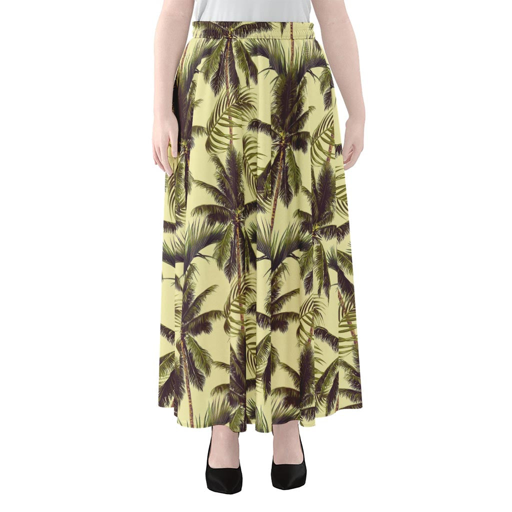 Vintage Palm Tree Pattern Print Chiffon Maxi Skirt