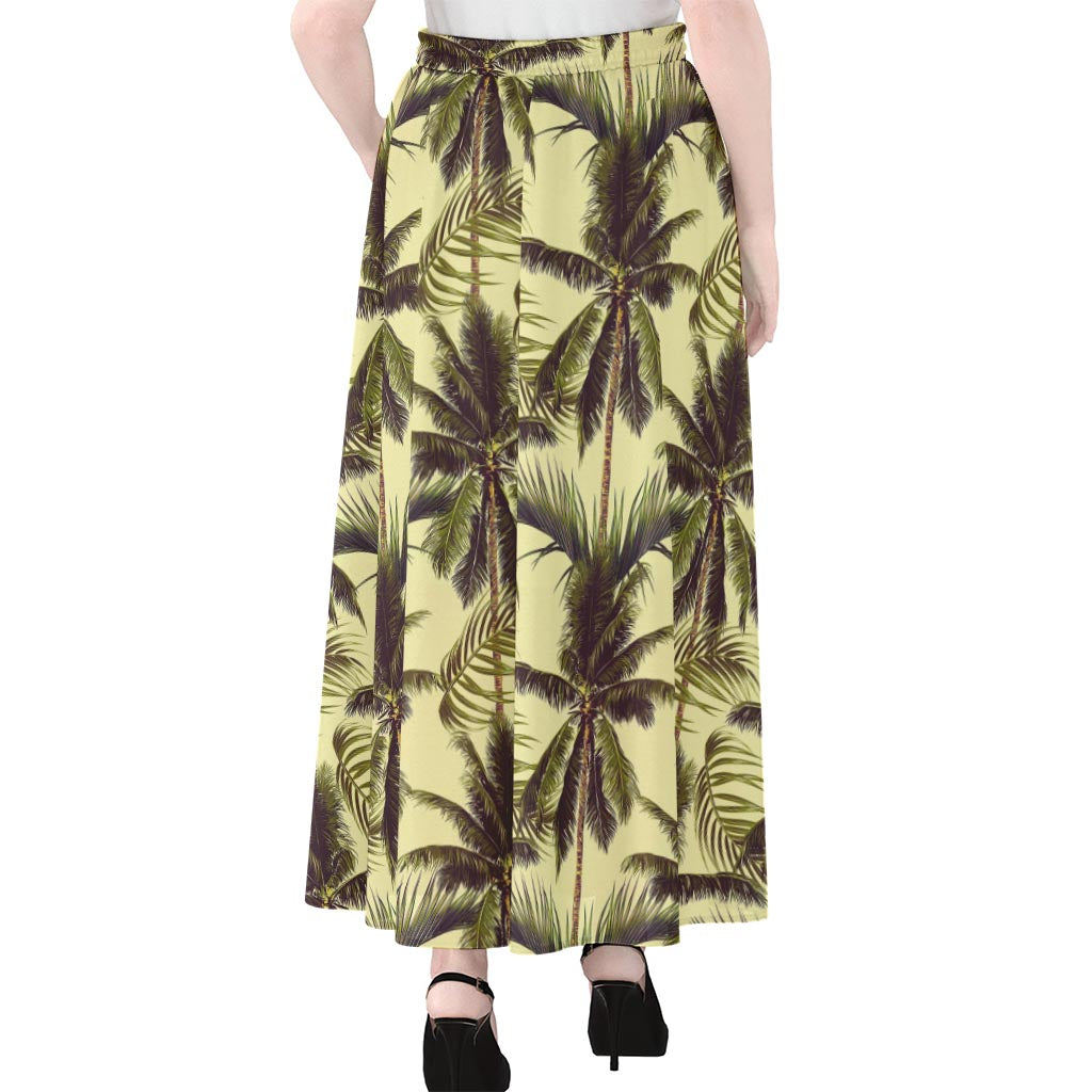 Vintage Palm Tree Pattern Print Chiffon Maxi Skirt