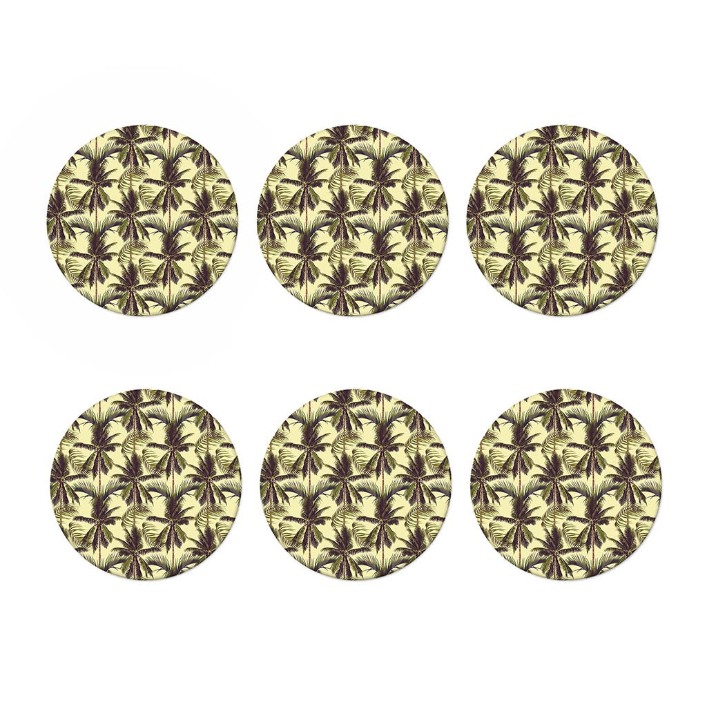 Vintage Palm Tree Pattern Print Coaster Set