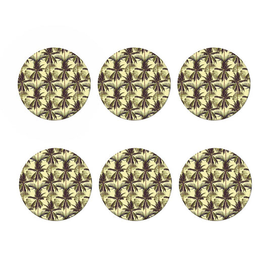 Vintage Palm Tree Pattern Print Coaster Set