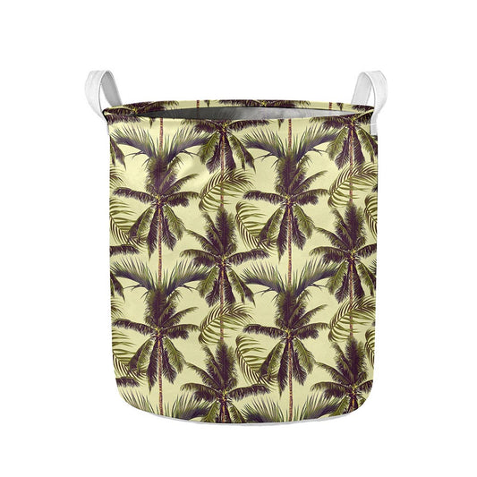 Vintage Palm Tree Pattern Print Collapsible Laundry Basket