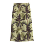 Vintage Palm Tree Pattern Print Cotton Front Slit Maxi Skirt