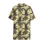 Vintage Palm Tree Pattern Print Cotton Hawaiian Shirt