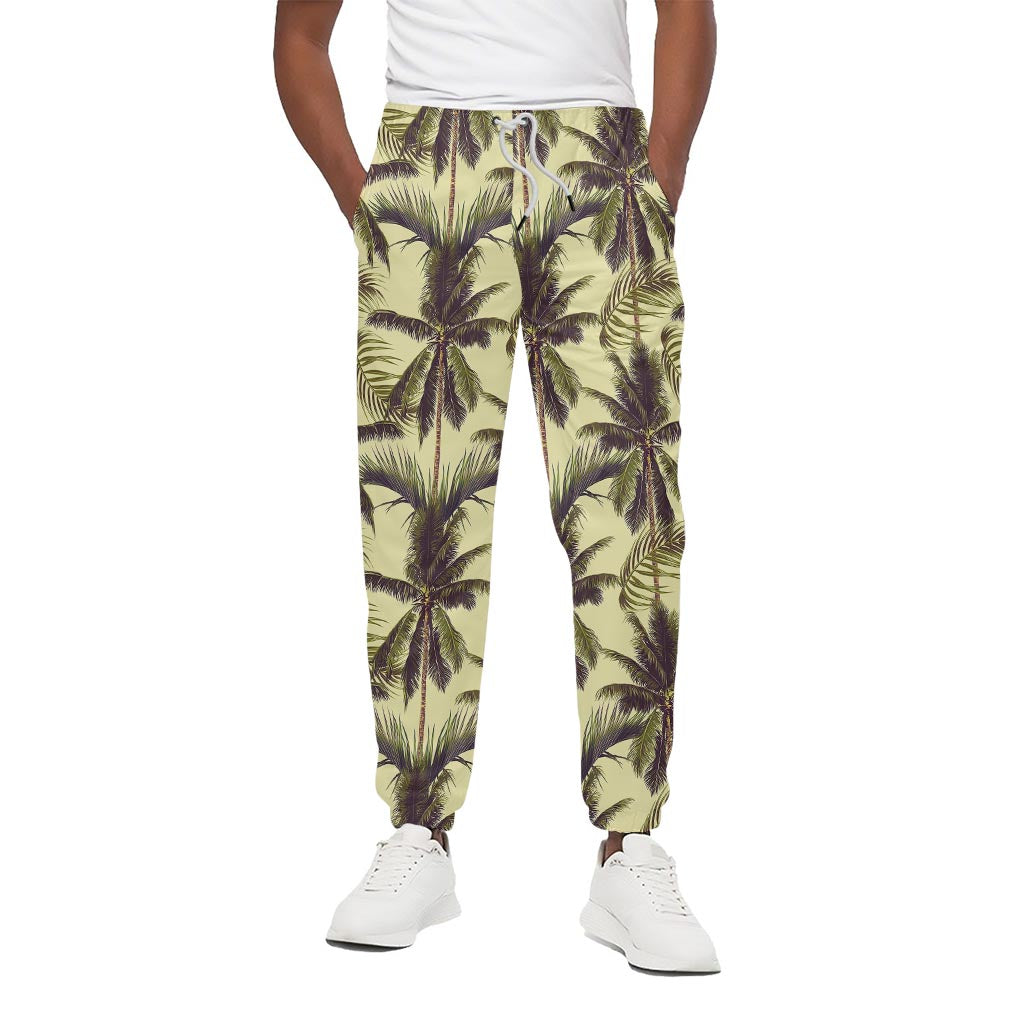 Vintage Palm Tree Pattern Print Cotton Pants