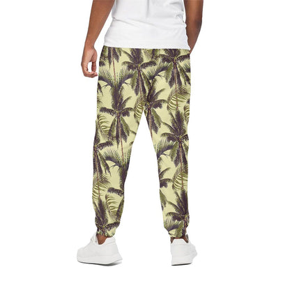 Vintage Palm Tree Pattern Print Cotton Pants