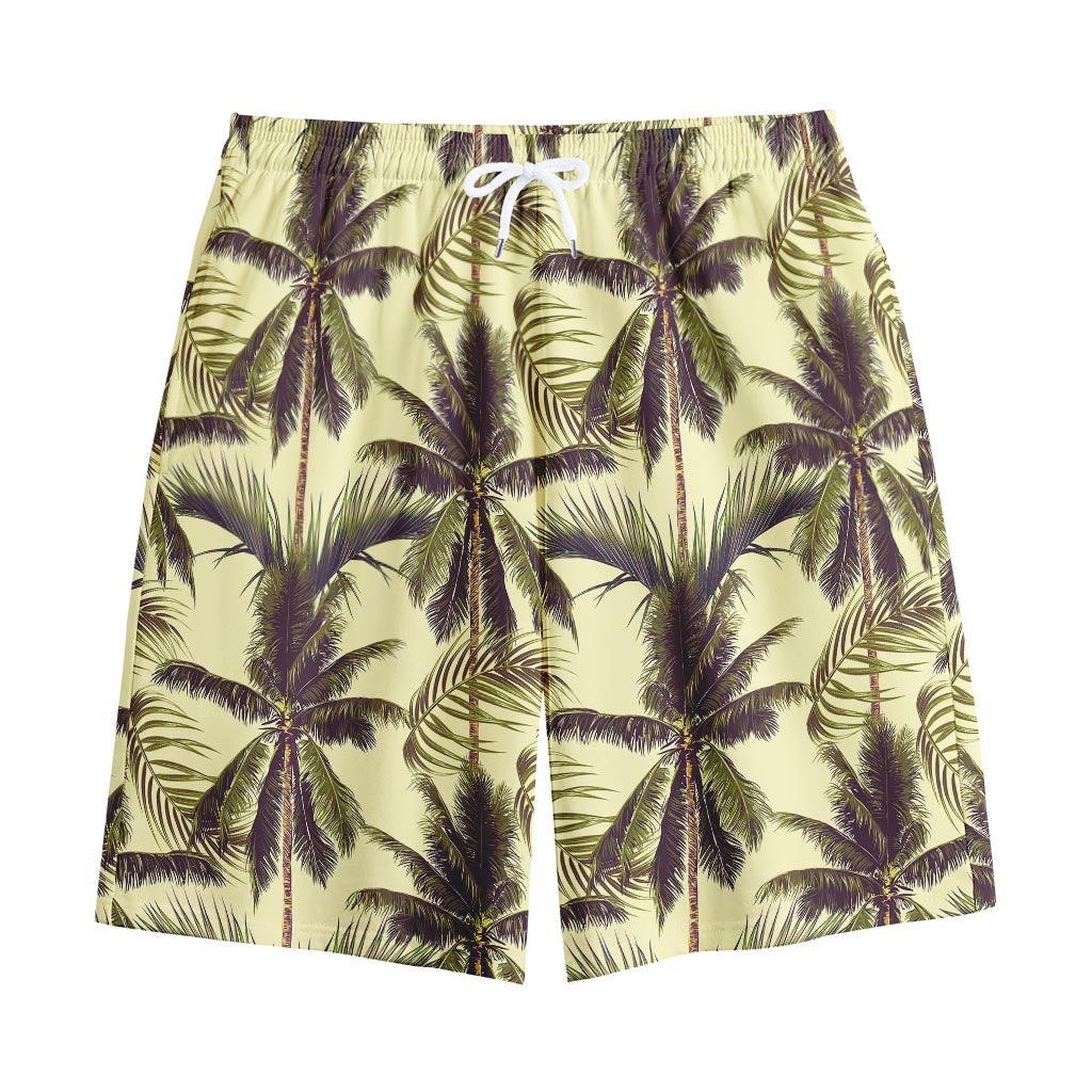 Vintage Palm Tree Pattern Print Cotton Shorts