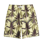 Vintage Palm Tree Pattern Print Cotton Shorts