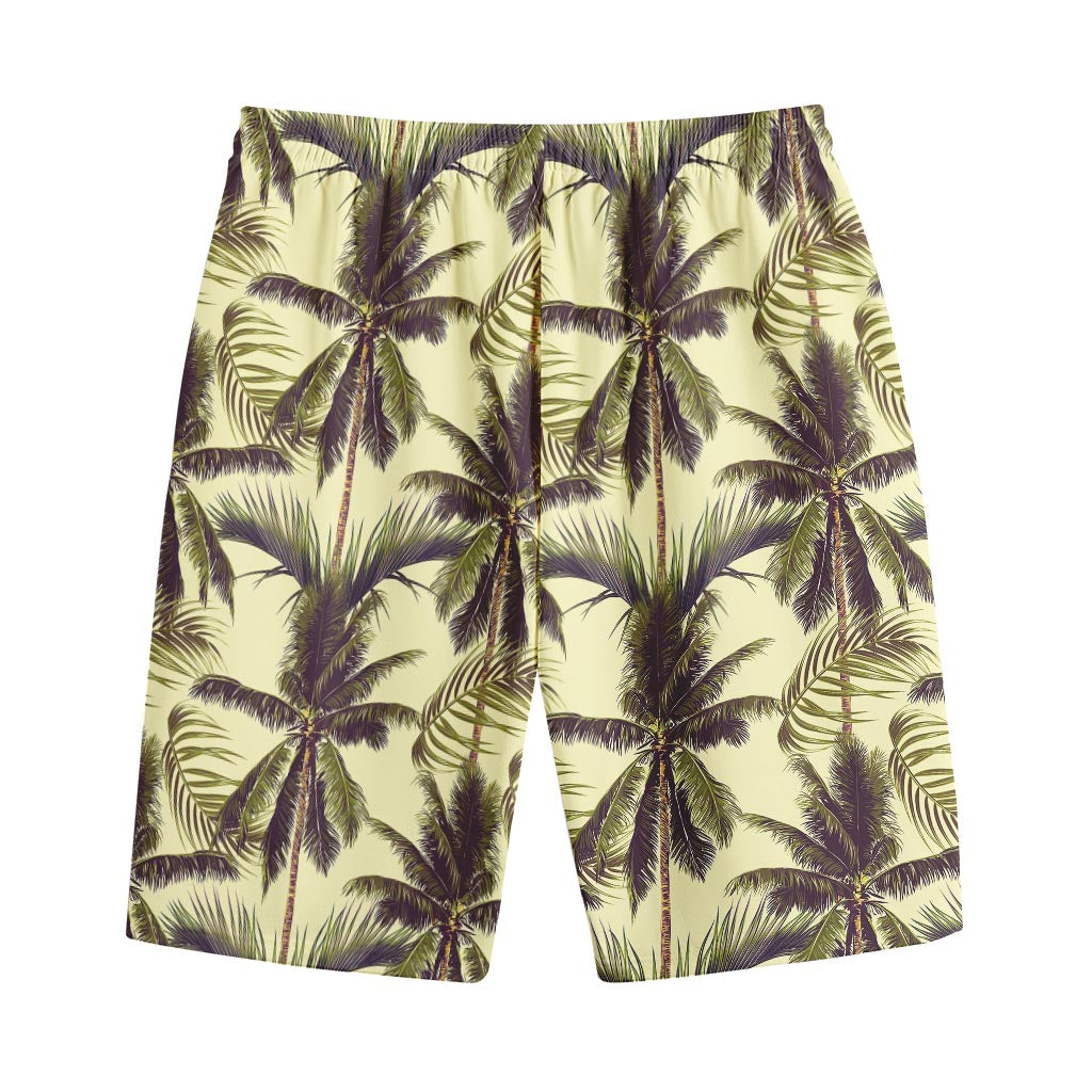 Vintage Palm Tree Pattern Print Cotton Shorts