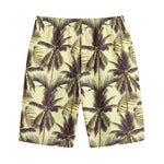 Vintage Palm Tree Pattern Print Cotton Shorts