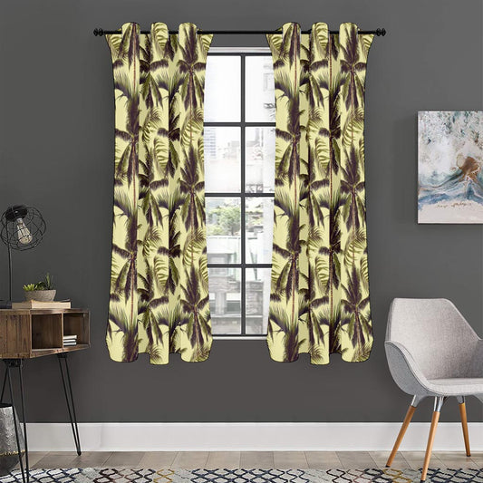 Vintage Palm Tree Pattern Print Curtain