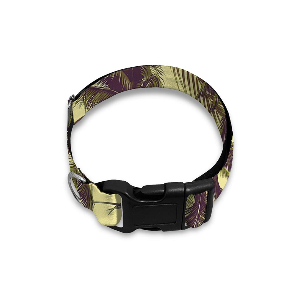 Vintage Palm Tree Pattern Print Dog Collar