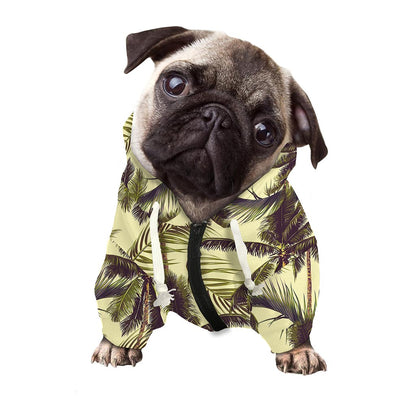 Vintage Palm Tree Pattern Print Dog Zip Up Hoodie