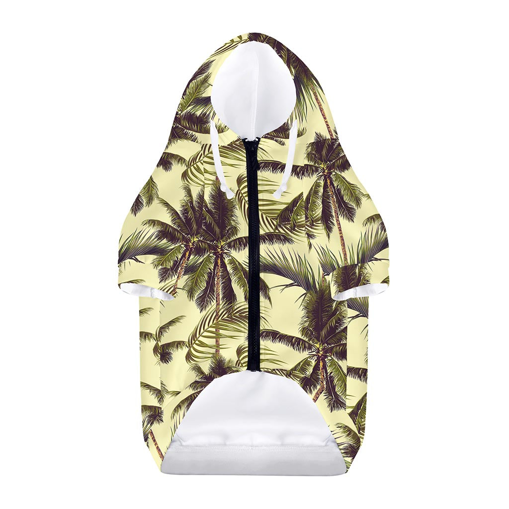 Vintage Palm Tree Pattern Print Dog Zip Up Hoodie
