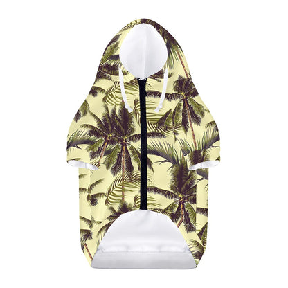 Vintage Palm Tree Pattern Print Dog Zip Up Hoodie
