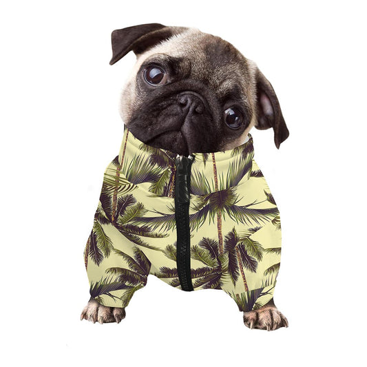Vintage Palm Tree Pattern Print Dog Zip Up Jacket