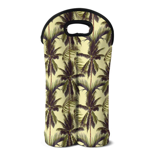 Vintage Palm Tree Pattern Print Double Neoprene Wine Tote