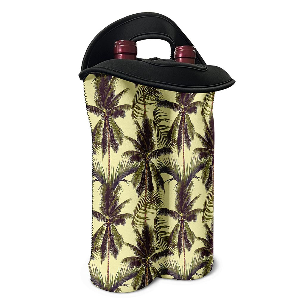Vintage Palm Tree Pattern Print Double Neoprene Wine Tote