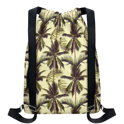 Vintage Palm Tree Pattern Print Drawstring Backpack