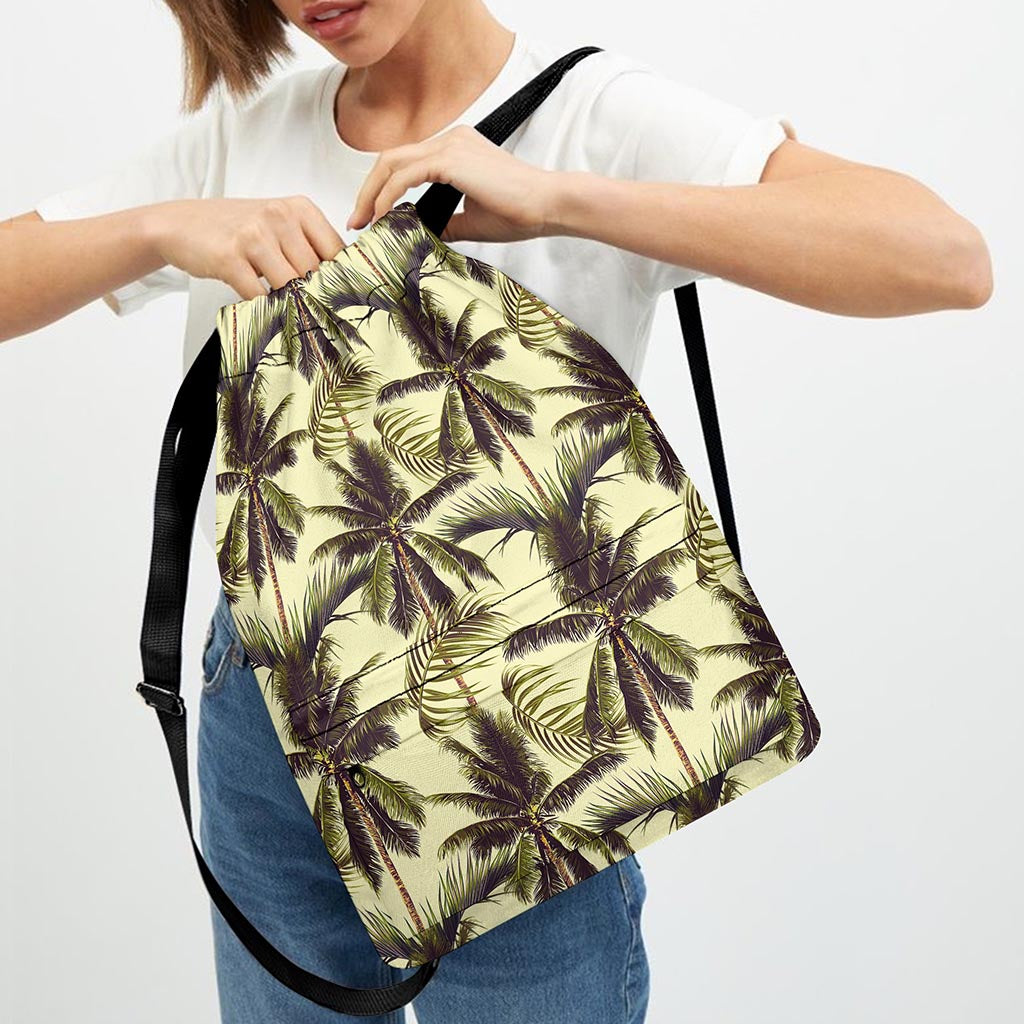 Vintage Palm Tree Pattern Print Drawstring Backpack