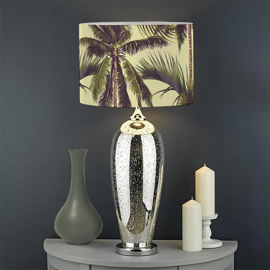 Vintage Palm Tree Pattern Print Drum Lamp Shade