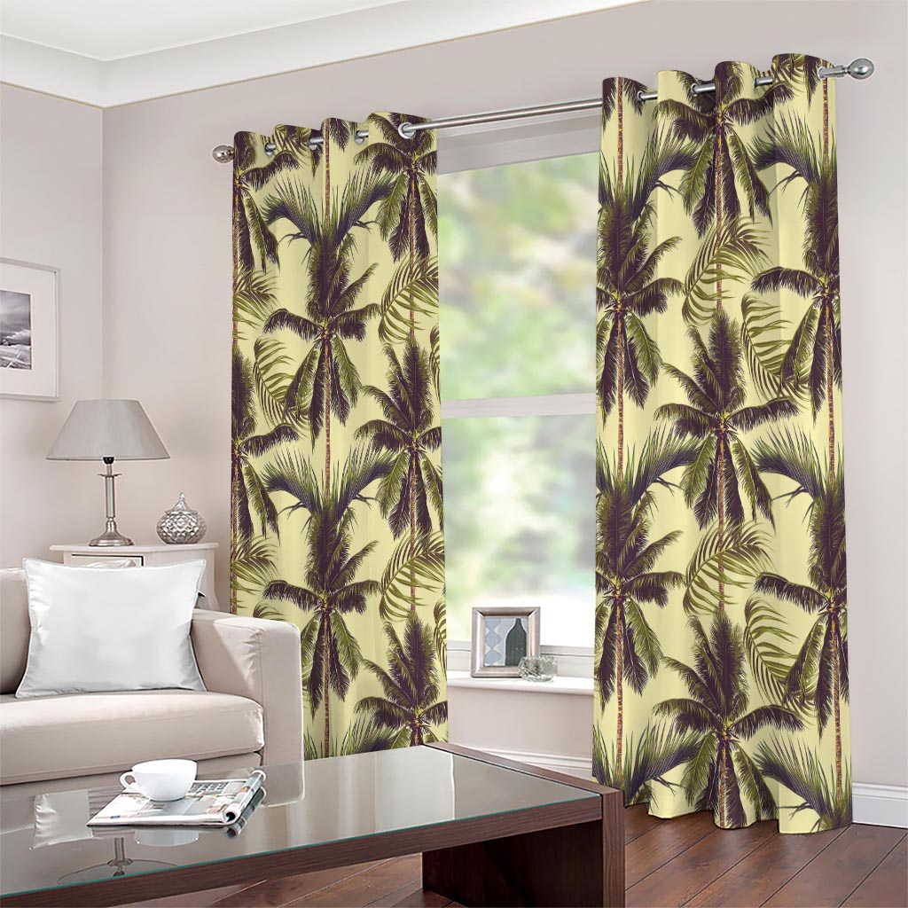 Vintage Palm Tree Pattern Print Extra Wide Grommet Curtains