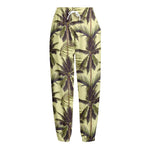 Vintage Palm Tree Pattern Print Fleece Lined Knit Pants