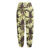 Vintage Palm Tree Pattern Print Fleece Lined Knit Pants