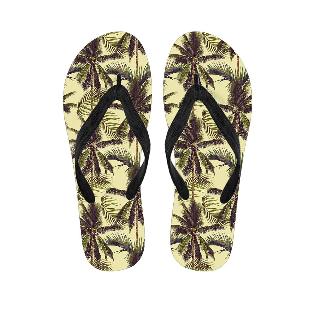 Vintage Palm Tree Pattern Print Flip Flops