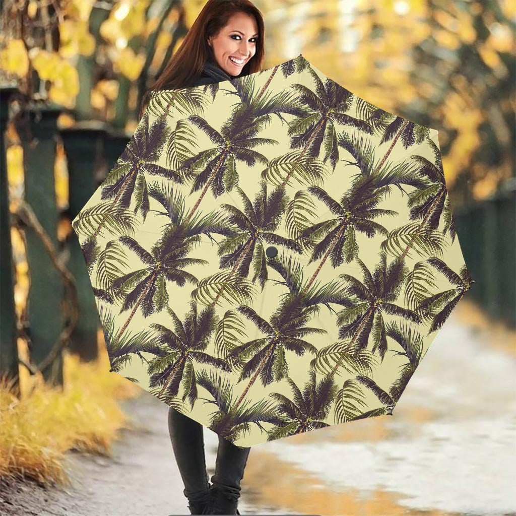 Vintage Palm Tree Pattern Print Foldable Umbrella