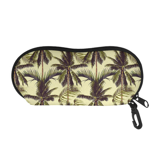 Vintage Palm Tree Pattern Print Glasses Case