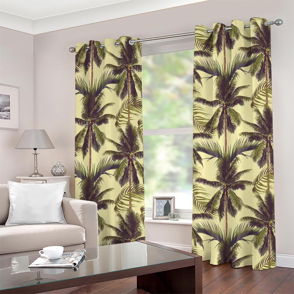 Vintage Palm Tree Pattern Print Grommet Curtains