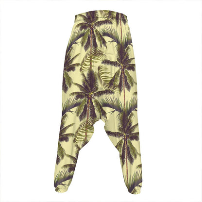 Vintage Palm Tree Pattern Print Hammer Pants