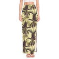 Vintage Palm Tree Pattern Print High Slit Maxi Skirt