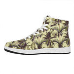 Vintage Palm Tree Pattern Print High Top Leather Sneakers