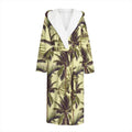 Vintage Palm Tree Pattern Print Hooded Bathrobe